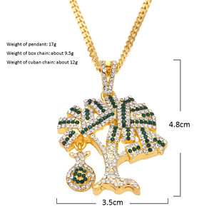 จี้รูปต้นไม้ถุงเงินฮิปฮอป สร้อยคอผู้ชายและผู้หญิง สายคล้องเสื้อสเวตเตอร์ - Product Image 3