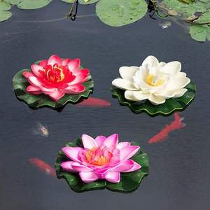 Lirio de agua flotante artificial, decoración de estanque de flores de loto Eva, 10cm, rosa, rojo, rosa claro, Amarillo, Azul, simulación de piscina, Loto - Product Image 4
