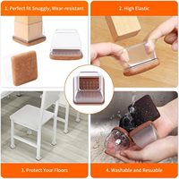 Ezprotekt Pack de 16 protections de pieds de chaise en TPE avec feutre enveloppé 28-37mm Fabriqué en