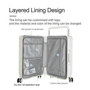 Bonito viaje Venta caliente 20 ''22'' 24 ''26'' Maleta de lujo de viaje de mano Apertura frontal equipaje de carro ancho equipaje de aluminio - Product Image 3