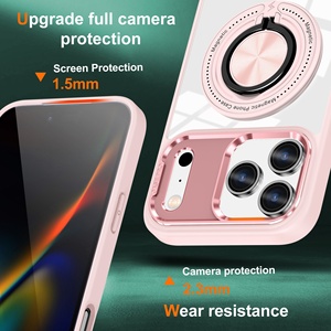 Étui magnétique transparent de luxe avec béquille annulaire |   Cache-caméra coulissant et pare-chocs coloré pour la série 17-<span class=keywords><strong>11</strong></span> - Product Image 2