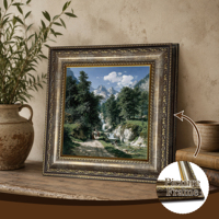 Tableau mural vintage Cascade Alpiniste, toile encadrée gris et or, échantillons OEM ODM prêts en moins d'une journée