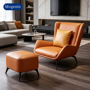 Modern Brown PU Leather Ergonomic Swivel Accent Chair with Metal Base for Living Room Dining Home Office & Hotel Lobby - Product Image 1
