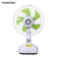 Ventilateur de table solaire rechargeable vert de 12 pouces, panneau solaire 9V3W en option, batterie 6V4.5AH, autonomie de 3 à 10 heures, solaire+batterie+électrique