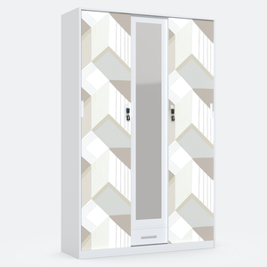 Armoire métallique à 3 portes, armoire en acier imprimée pour chambre à coucher, placard en acier, armoire métallique pour vêtements avec tiroir - Product Image 5
