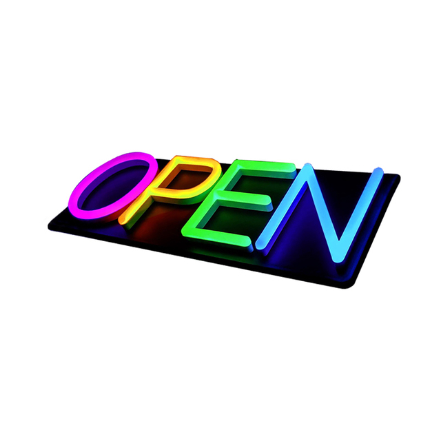 Neon Advertising Light Signs, and Indication Signs Hung in Shops During Business Hours
