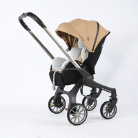 Poussette pour bébé 4 en 1 INFANS, poussette pour bébé à paysage élevé, landau réversible, poussette pliable avec auvent réglable