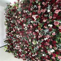 Panneau de fond de scène de mariage SPR 7D enroulable, fait main, sur mesure, avec fleurs artificielles, verdure et compositions florales (hortensia, rose, lotus)