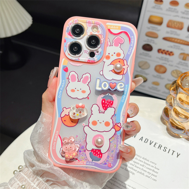 Cute for Xiaomi Redmi A3/Redmi Note 13 Pro/Note 13 Cartoon Glitter 3D Flower Pearl Bear Girls butterfly 2 in 1Mobile Phone Case