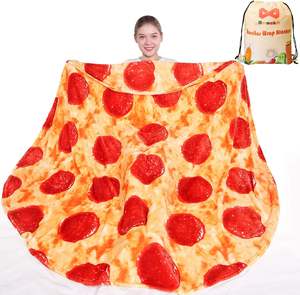 Couverture en polaire corail tricotée double face, motif pizza réaliste, anti-acariens, pour enfants et adultes, douce, design pepperoni, cadeau idéal - Product Image 1