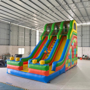 Ngoài trời trong nhà thổi lên khô trượt nước thương mại Inflatable sân chơi cầu vồng slide với leo tường cho mùa hè bên - Product Image 1