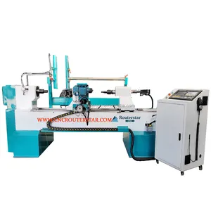 Torno de torneamento de madeira automático cnc, máquina de corte, carregamento automático e descarregamento