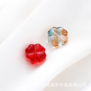 Glass Four <b>Leaf</b> Clover Beads 10mm Multi Colored For Jewelry Making DIY Bracelet Necklace - Product Image 4