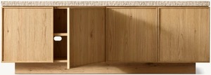 Modern Luxury Solid Wood Cabinet Top Travertine Living Room <strong>Storage</strong> 4-door <strong>Sideboard</strong> - Product Image 3