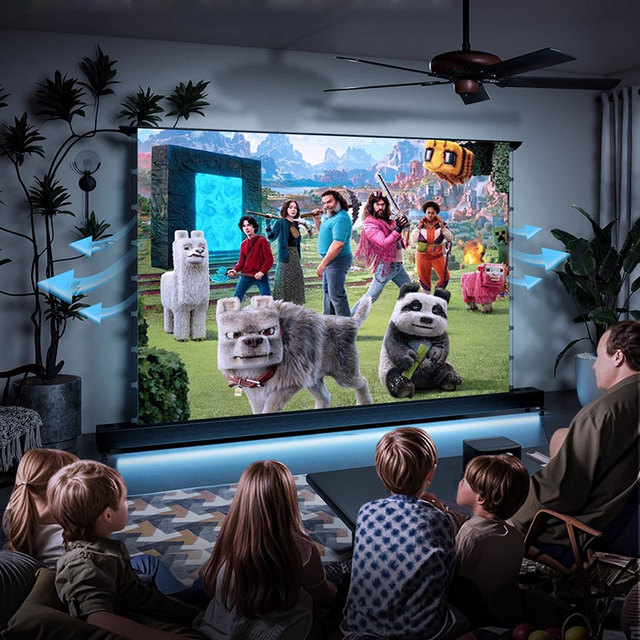 SLJ 84-Inch Black Diamond ALR Motorized Floor Rising Projector Screen Long Throw/Normal 16:9 Format 160-Degree View Angle 1-Year