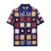 European American Style Thin Crochet Knit Herren Polos hirt Mode Casual Hollow Out Single Breasted Herren Strickjacke