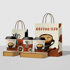 クラフト紙袋カスタム生分解性ショッピングコーヒーショップベーキングショップ用 - Product Image 2