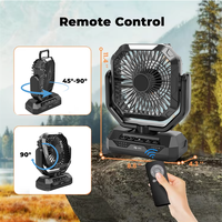 Ventilateur de camping extérieur avec éclairage LED, moteur sans balais et batterie rechargeable de 20000 mAh