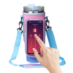 Custom Sublimation Logo Insulated Hot Water <strong>Bottle</strong> <strong>Cooler</strong> Sleeve Cover Carrier <strong>Bag</strong> With Mobile Phone <strong>Bag</strong> - Product Image 1