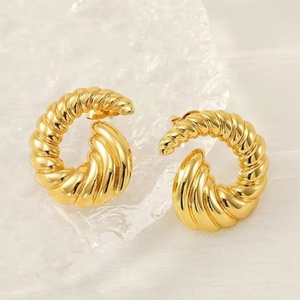 Women's Stainless Steel Earrings With 18K Gold Plating Trendy Spiral <b>Titanium</b> Steel Design Simple Personality Fashion Jewelry - Product Image 6