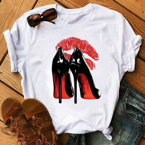 T-shirt da donna con logo personalizzato bianco t-shirt con stampa tazza di vino con Top corto di Harajuku modello Casual Sexy taglie forti t-shirt da ragazza - Product Image 6