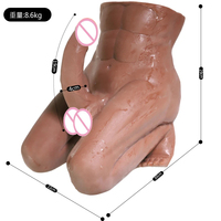 Dildo réaliste en forme de torse masculin avec testicules, marron, demi-corps agenouillé, poupée sexuelle pour femmes, jouet sexuel musculaire