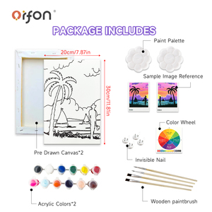 <span class=keywords><strong>Kit</strong></span> de <span class=keywords><strong>Peinture</strong></span> à l'<span class=keywords><strong>Huile</strong></span> DIY en Gros d'Usine Orfon - Art Mural Personnalisé sur Toile Paysage Coucher de Soleil Palmiers avec Faible MOQ et Expédition Rapide - Product Image 4
