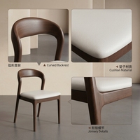 Chaise de salle à manger en bois massif, style nordique minimaliste, moderne, simple, luxe léger, avec dossier, en cuir écologique, pour bureau, restaurant, maison