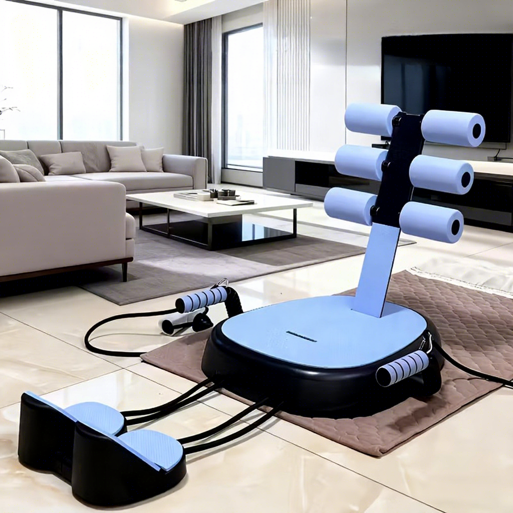 Blue abdominal exerciser + resistance bands