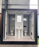 Unité de toilettes conteneurisée portable à double cabine avec lavabo, toilettes mobiles pour parc extérieur