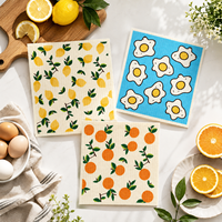 Chiffon de cuisine suédois imprimé sur mesure, 70% cellulose, 30% coton, réutilisable, absorbant, éponge en cellulose pour le nettoyage ménager