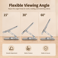 Nuevo Soporte Portátil para Laptop de Aluminio Plateado, Plegable de Doble Eje, Estándar CE RoHS, para Uso en Casa, Oficina, Tabletas y Computadoras