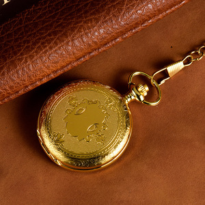 Toptan Vintage büyük altın cep saati ile paslanmaz çelik kasa kuvars hareketi antika üretilen altın kalkan marka Dial - Product Image 5