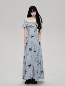 Robe Courte Imprimée Y2K Coquette à Épaules Dénudées avec Volants et Taille <span class=keywords><strong>Basque</strong></span>, Faible MOQ, Marque Personnalisée, Usine de Vêtements - Product Image 2