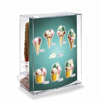 Présentoir de cornet de crème glacée en acrylique transparent en gros avec porte-cuillère (4 trous de diamètre 35 MM)