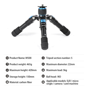 BEXIN chân máy di động Chân máy du lịch Trọng lượng nhẹ đứng máy tính bảng video mini ba chân hỗ trợ không có đầu bóng - Product Image 2