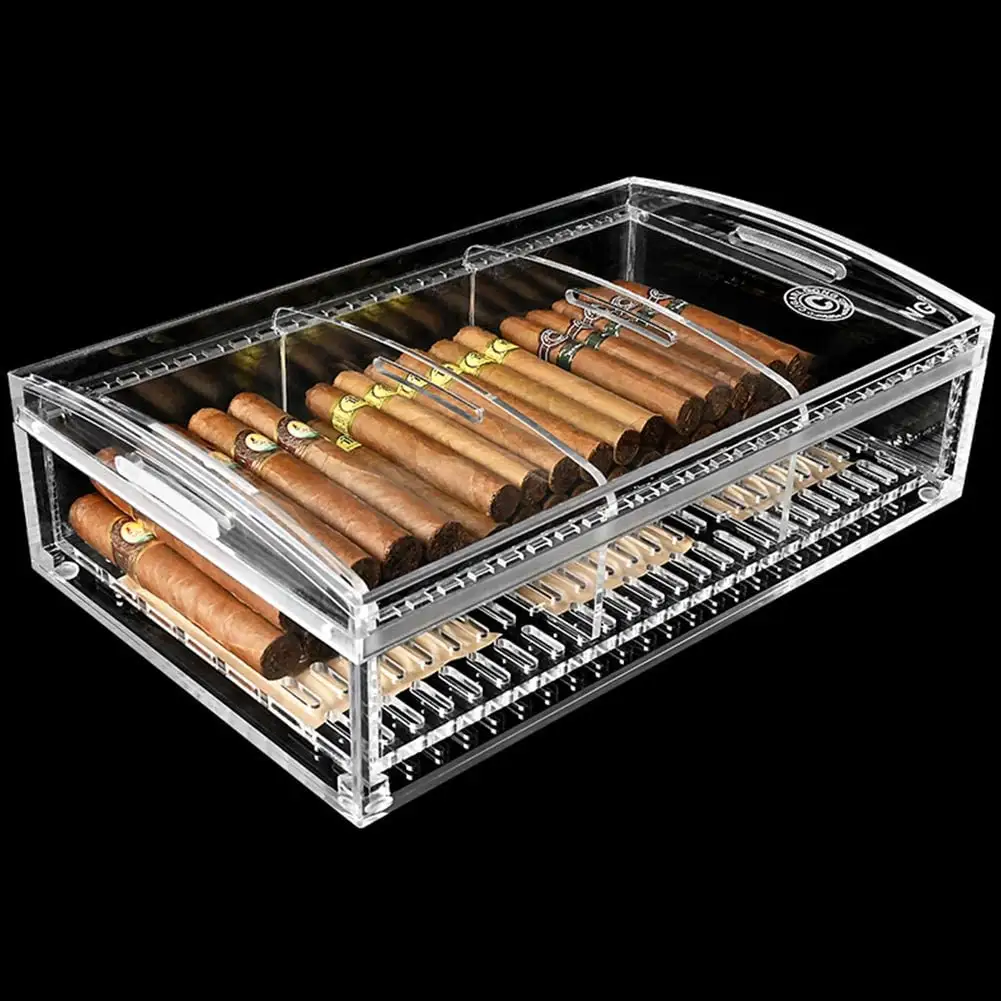 Lucite humidor para armazenamento de cigarros, com exibição de cexposto acrílico limpo e umidor de charuto, caixa de cigarros