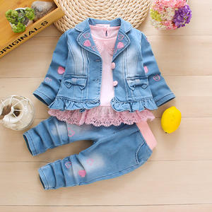 Conjunto de Ropa para Niñas Ebay Wish, Primavera Otoño, Chaqueta Vaquera, Camisa de Manga Larga, Pantalones Vaqueros, 3 Piezas - Product Image 2