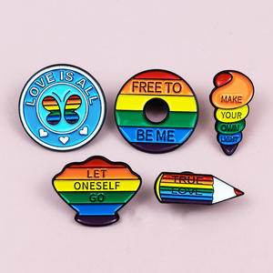 Épingles à revers en métal émaillé en forme de coquille de crème glacée arc-en-ciel LGBT en gros, design de fierté gay pour vêtements et artisanat - Product Image 3
