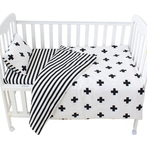 Set biancheria da letto in cotone naturale 100% stampato neonato Set biancheria da letto per culla copripiumino 3 pezzi, lenzuolo piatto, federa - Product Image 1