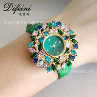 OEM Montre À Quartz Femmes Mode Montre En Cuir Robe De Luxe Dames Zircone Strass Montres À La Main-Réglage Zircon Étanche