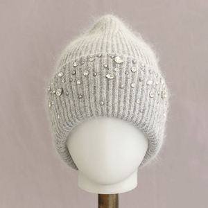 Bonnet en tricot avec strass, épaissi, chaud pour l'automne et l'hiver - Product Image 1