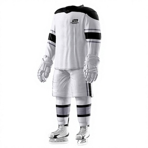 Uniforme de Hockey sobre Hielo Personalizado LMI LM para Hombre, Blanco y Negro, Sublimado, Transpirable, 100% Poliéster, Servicio OEM para Adultos, Ropa Deportiva - Product Image 4