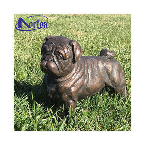 屋内等身大キャストブロンズ像動物現代犬像ピットブルテリア等身大ブルドッグ像 - Product Image 2