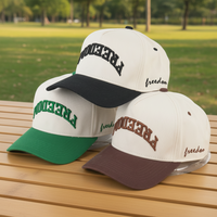 Groothandel Volledig Aangepaste 5-Panel Unisex Geborduurde Baseball Pet van Katoenen Stof, Verstelbare Maat, Tweekleurige Sport Baseball Caps