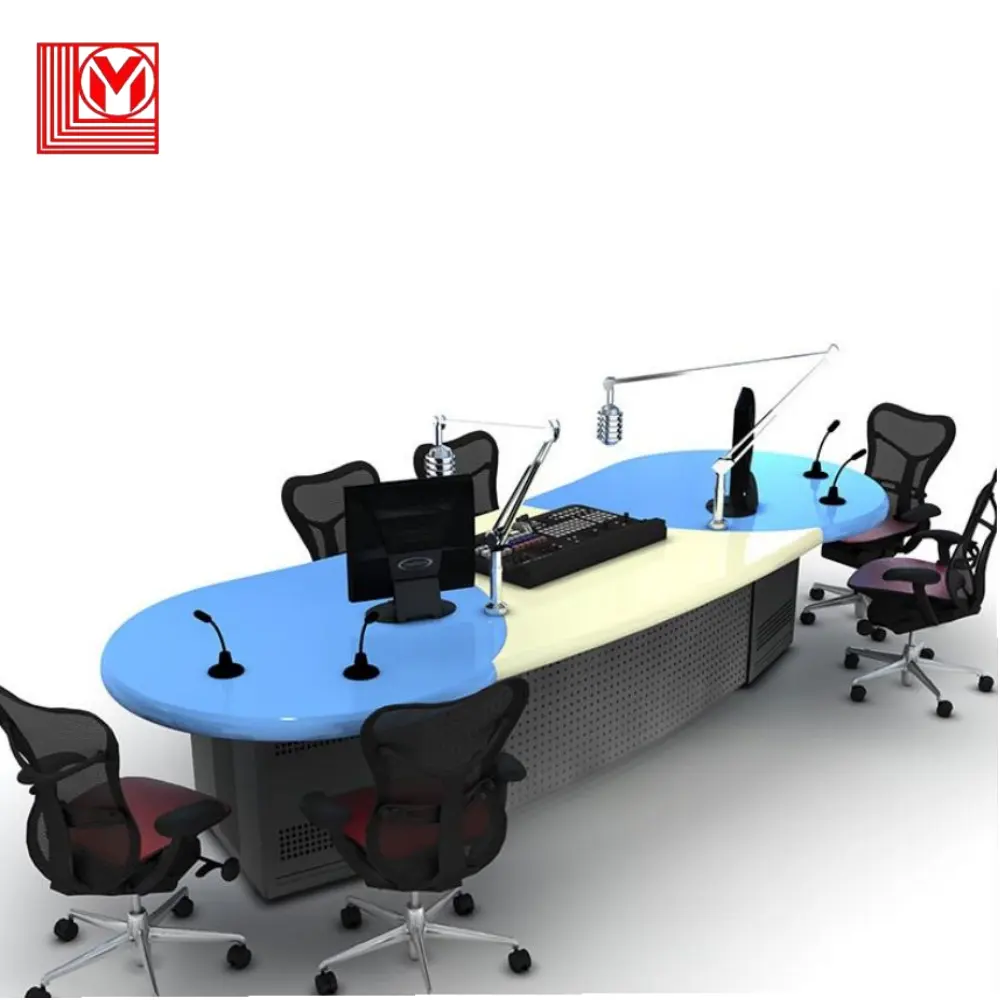 ML-BYZ meja siaran peralatan penyiaran TV Radio, Meja wawancara host stasiun TV, Meja stasiun studio radio