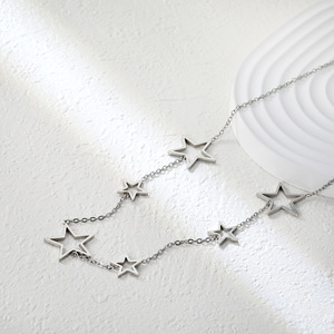 Hollow <b>Star</b> Necklace Zinc Alloy Chain Clavicle Jewelry For Women Gift Fashion Minimalist <b>Design</b> Summer Wearable Accessory - Product Image 4