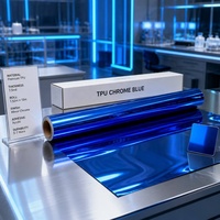Film de protection de peinture (PPF) en TPU chromé bleu 1,52*15m 7,5 mil, finition miroir, hydrophobe, pour voiture, films décoratifs, film de recouvrement pour voiture, vinyle pour voiture