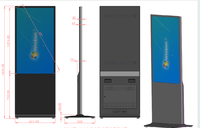 HUAPU 50 Inch Ultra Floor Standing Advertising Vertical Lcd Display Totem LCD Digital Signage Displays Android Display Kiosk.