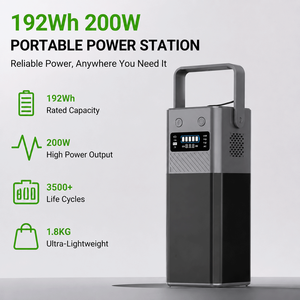 แบตเตอรี่สำรองพลังงานแสงอาทิตย์ขนาดใหญ่ 192Wh 200W AC พร้อมไฟ LED สำหรับการชาร์จเร็วพิเศษ สถานีพลังงาน 400W - Product Image 1